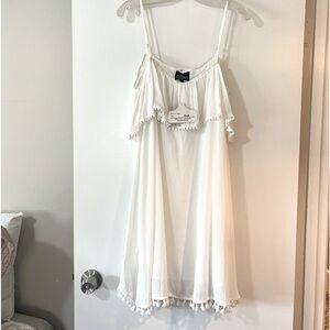 White Chiffon Beach Coverup by Angie in size L - NWT